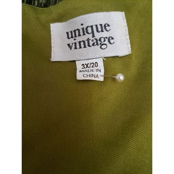 Unique Vintage Dress Plus Size 3XL/20 Moss Green Embossed Velvet Barrie Maxi - Picture 15 of 16